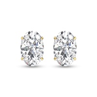 lab grown 1/2 carat oval solitaire diamond earrings in 14k yellow gold