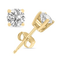 1/2 carat tw lab grown diamond round solitaire stud earrings in 14k yellow gold