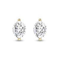 lab grown 3/4 carat marquise solitaire diamond earrings in 14k yellow gold