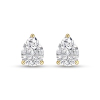 lab grown 1/4 carat pear shaped solitaire diamond earrings in 14k yellow gold