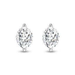 lab grown 3/4 carat marquise solitaire diamond earrings in 14k white gold