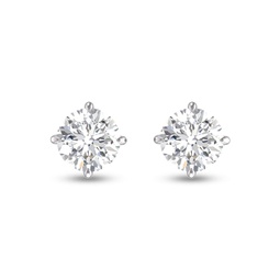 lab grown 1 carat round solitaire diamond earrings in 14k white gold
