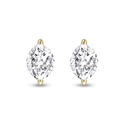 lab grown 1/4 carat marquise solitaire diamond earrings in 14k yellow gold