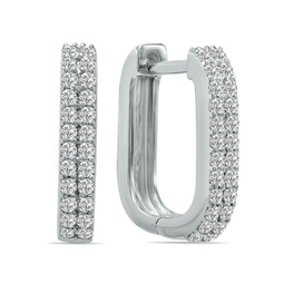1/4 ctw oval lab grown diamond huggies hoop earrings in 10k white gold f-g color, vs1- vs2 clarity