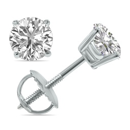 igi certified 1.25 carat tw lab grown diamond solitaire earrings in 14k white gold