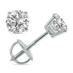 igi certified 1 carat tw lab grown diamond solitaire earrings in 14k white gold