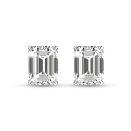 lab grown 1/2 carat emerald cut solitaire diamond earrings in 14k white gold