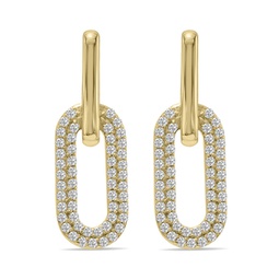 1/2 ctw lab grown diamond dangling drop earrings in 10k yellow gold f-g color, vs1- vs2 clarity