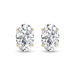 lab grown 1/4 carat oval solitaire diamond earrings in 14k yellow gold