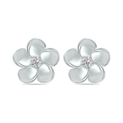 1/3 ctw lab grown diamond flower stud earrings in 10k white gold f-g color, vs1- vs2 clarity