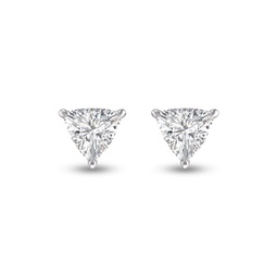 lab grown 1 carat trillion shaped solitaire diamond earrings in 14k white gold