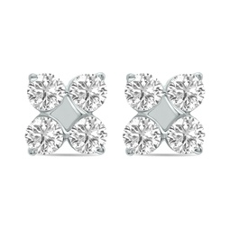 1/2 ctw lab grown diamond snowflake earrings in 10k white gold f-g color, vs1- vs2 clarity