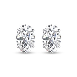 lab grown 1 carat oval solitaire diamond earrings in 14k white gold