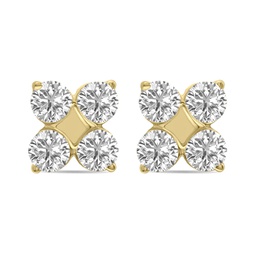 1/2 ctw lab grown diamond snowflake earrings in 10k yellow gold f-g color, vs1- vs2 clarity