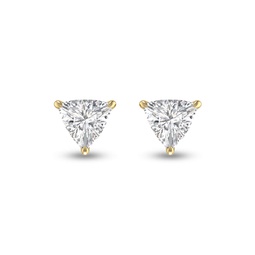 lab grown 1 carat trillion shaped solitaire diamond earrings in 14k yellow gold