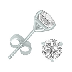 1 carat tw lab grown diamond martini set round earrings in 14k white gold