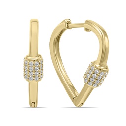3/8 ctw heart shape lab grown diamond huggies hoop earrings in 10k yellow gold f-g color, vs1- vs2 clarity
