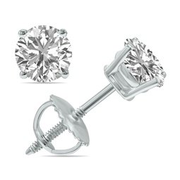 igi certified 1.50 carat tw lab grown diamond solitaire earrings in 14k white gold