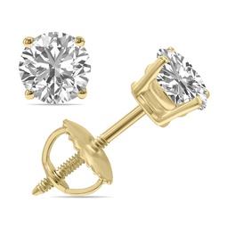 igi certified 1.50 carat tw lab grown diamond solitaire earrings in 14k yellow gold