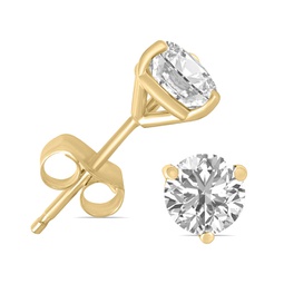 igi certified 1 carat tw lab grown diamond martini set round earrings in 14k yellow gold