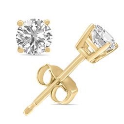 1/4 carat tw lab grown diamond round solitaire stud earrings in 14k yellow gold