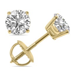 igi certified 1.25 carat tw lab grown diamond solitaire earrings in 14k yellow gold
