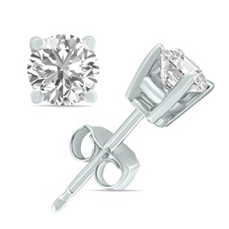 1/2 carat tw lab grown diamond round solitaire stud earrings in 14k white gold