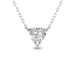 lab grown 1/2 carat floating trillion shaped diamond solitaire pendant in 14k white gold