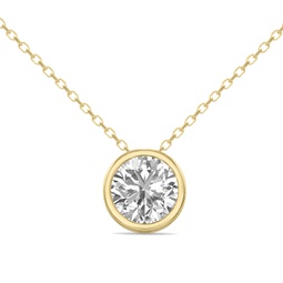 igi certified 3/4 carat lab grown diamond bezel pendant in 14k yellow gold