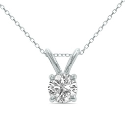 igi certified 1 carat lab grown diamond round solitaire pendant in 14k white gold