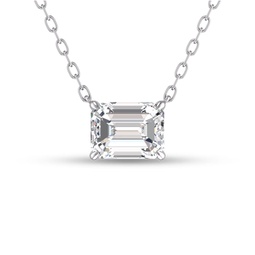 lab grown 3/4 carat floating emerald diamond solitaire pendant in 14k white gold