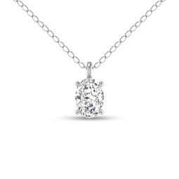 lab grown 1 carat oval solitaire diamond pendant in 14k white gold