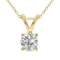 igi certified 3/4 carat lab grown diamond solitaire pendant in 14k yellow gold
