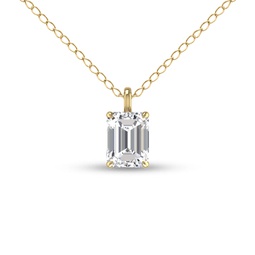 lab grown 3/4 carat emerald solitaire diamond pendant in 14k yellow gold