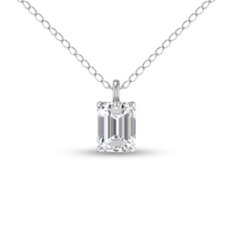 lab grown 1 carat emerald solitaire diamond pendant in 14k white gold