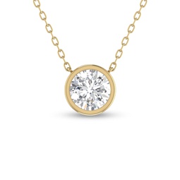 lab grown 1 carat round bezel set diamond solitaire pendant in 14k yellow gold
