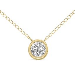 1/4 carat lab grown diamond bezel pendant in 14k yellow gold