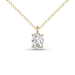 lab grown 3/4 carat oval solitaire diamond pendant in 14k yellow gold