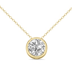 igi certified 1 carat lab grown diamond bezel pendant in 14k yellow gold