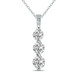2 ctw lab grown diamond three stone snow pendant in 10k white gold