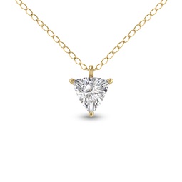 lab grown 1/2 carat trillion shaped solitaire diamond pendant in 14k yellow gold