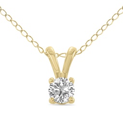 1/4 carat lab grown diamond round solitaire pendant in 14k yellow gold