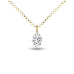 lab grown 1/4 carat marquise solitaire diamond pendant in 14k yellow gold