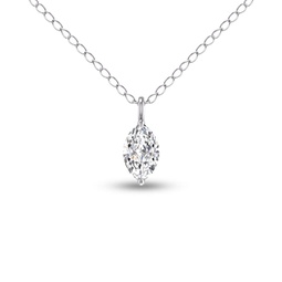 lab grown 1/4 carat marquise solitaire diamond pendant in 14k white gold