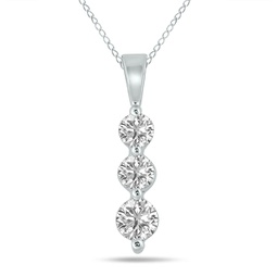 1/2 ctw lab grown diamond three stone snow pendant in 10k white gold