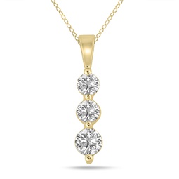 1/2 ctw lab grown diamond three stone snow pendant in 10k yellow gold