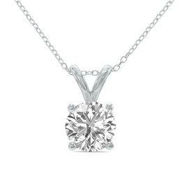 1.50 carat lab grown diamond round solitaire pendant in 14k white gold