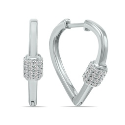 3/8 ctw heart shape lab grown diamond huggies hoop earrings in 10k white gold f-g color, vs1- vs2 clarity