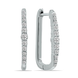 1/5 ctw lab grown diamond huggies hoop earrings in 10k white gold f-g color, vs1- vs2 clarity