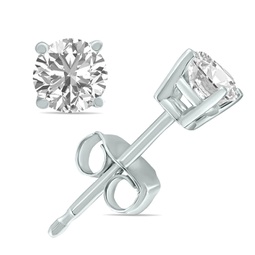 1/3 carat tw lab grown diamond round solitaire stud earrings in 14k white gold